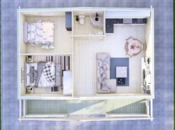 Two Bed C Residential Log Cabin Interior-Mycabin.ie