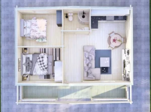Two Bed C Residential Log Cabin Interior-Mycabin.ie