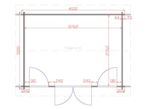 Longford 4m x 3m Garden Cabin Floor Plan