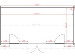 Longford 5.9m x 3m Garden Cabin Floor Plan