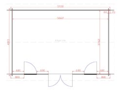 Longford 5.9m x 4m Garden Cabin Floor Plan