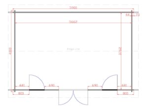 Longford 5.9m x 4m Garden Cabin Floor Plan