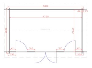 Longford 5m x 3m Garden Cabin Floor Plan