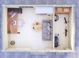 Longford Two Room Log Cabin- Mycabin.ie - Interior