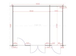 Longford Two Room 5m x 4m Garden Cabin Floor Plan