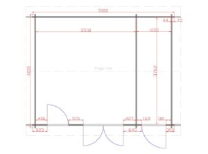 Longford Two Room 5m x 4m Garden Cabin Floor Plan