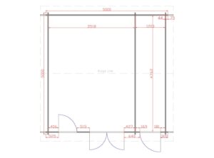Longford Two Room 5m x 5m Garden Cabin Floor Plan