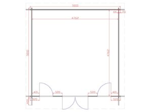 Derry 5m x 5m Garden Log Cabin Floor Plan