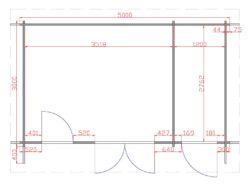 Derry Two Room 5m x 3m Floor Plan