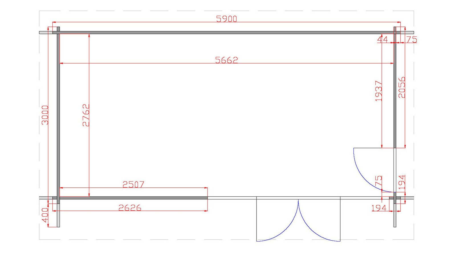Dingle 5.9m x 3m Garden Cabin Floor Plan Dingle 5.9m x 3m Garden Cabin Floor Plan