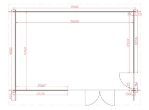 Dingle 5.9m x 4m Garden Cabin Floor Plan