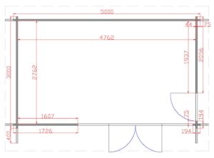Dingle 5m x 3m Garden Cabin Floor Plan