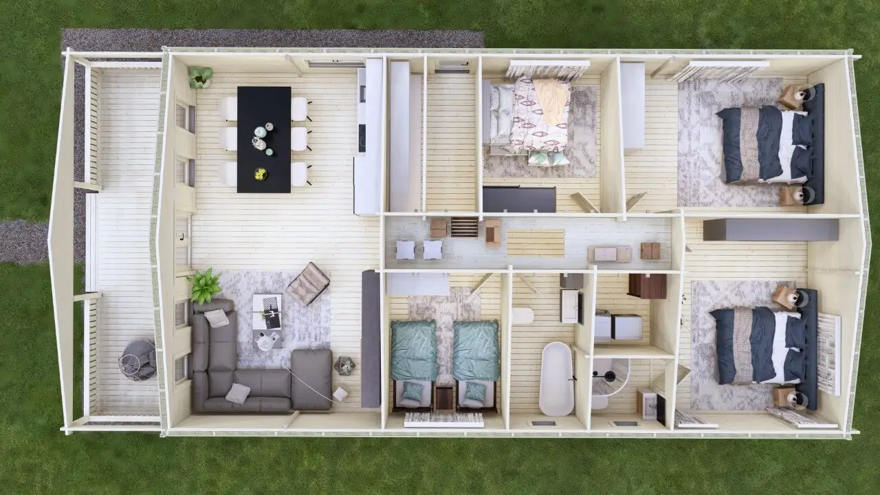 Four bedroom A Log Cabin Interior Four bedroom A Log Cabin- Mycabin.ie