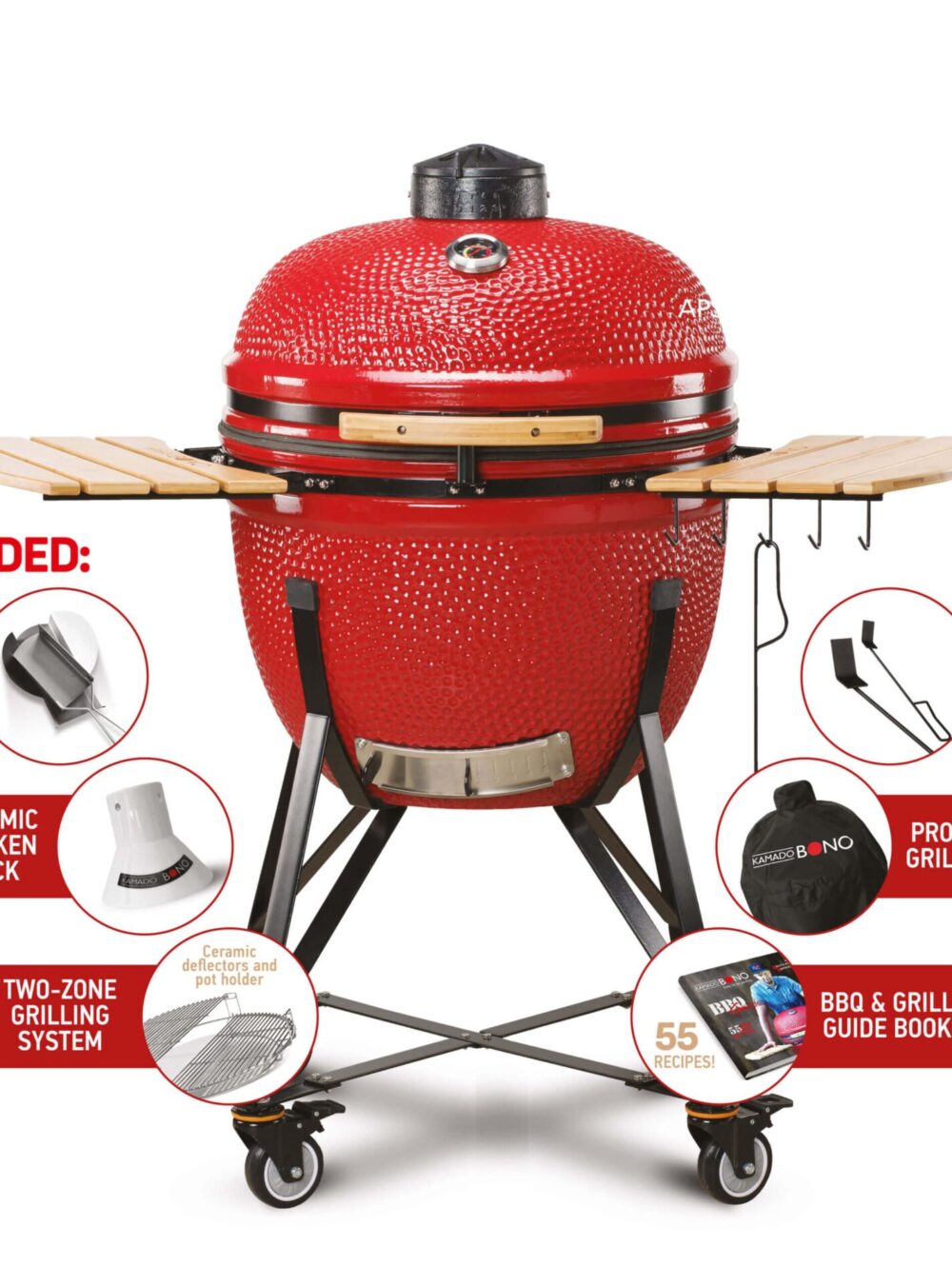 Kamado Bono Grande Red BBQ Grill