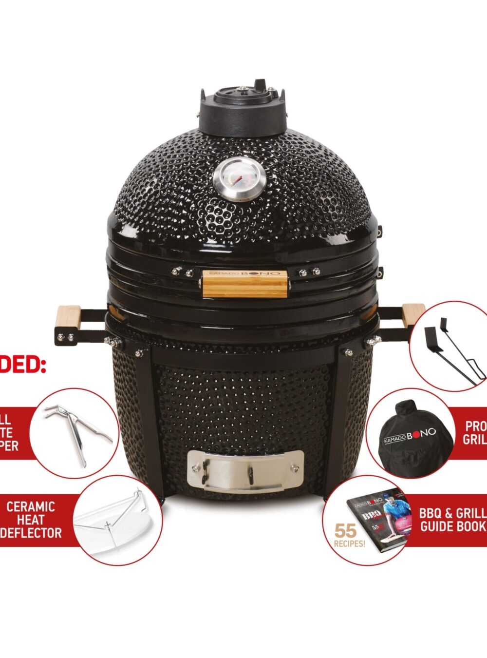 Kamado Bono mini black BBQ grill -Mycabin.ie