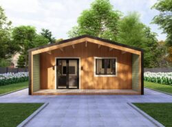 Barn Style 2 BED A Log Cabin Exterior Thermowood -Mycabin.ie