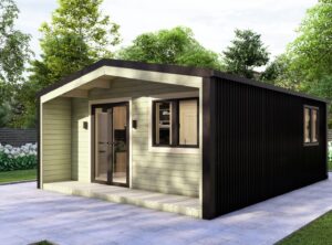 Barn Style One Bed A2 Log Exterior | MyCabin.ie Ireland