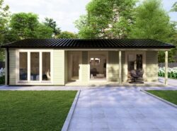 Residential 3 Bed L Log Cabin Exterior -Mycabin.ie