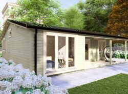 Residential 3 Bed L Log Cabin Exterior -Mycabin.ie