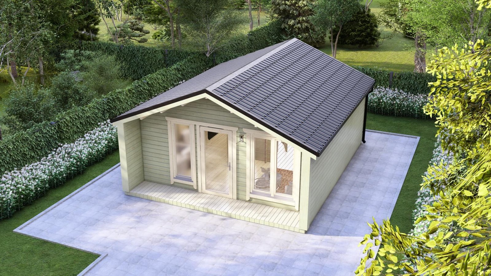 One Bed E Log Cabin Exterior One Bed E Log Cabin Exterior - Mycabin.ie