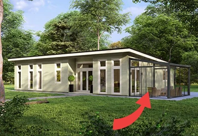 Glass veranda option -MyCabin.ie
