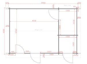 Longford Studio 5.9m x 4m Garden Cabin Floor Plan