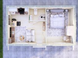 One Bed D2 Log Cabin Log Home Floor Plan