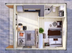 Barn Style 1 Bed A2 Log Interior | MyCabin.ie