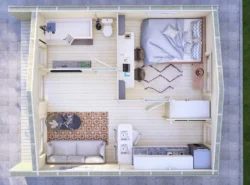 One Bed E Log Cabin Interior - Mycabin.ie