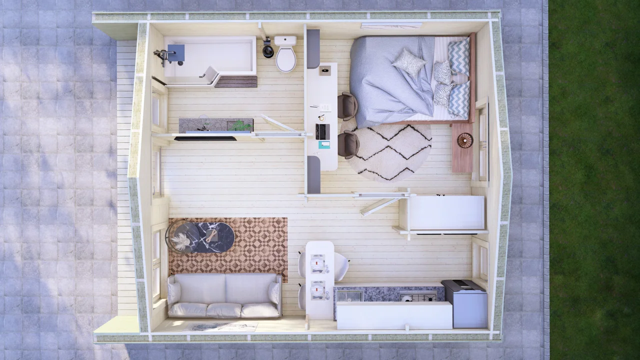 One Bed E Log Cabin Interior One Bed E Log Cabin Interior - Mycabin.ie