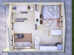 Barn Style One Bed E Log Cabins Interior - Mycabin.ie Ireland