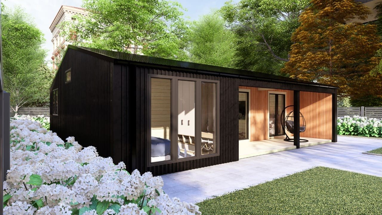 Barn Style Three Bed L Log Cabin Exterior 3 BED L Log Cabin - Mycabin.ie