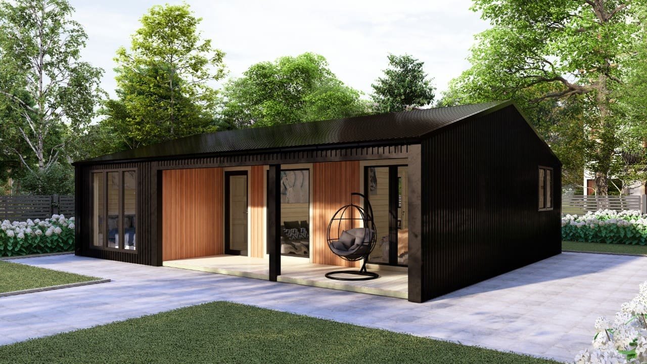 Barn Style Three Bed L Log Cabin Exterior 3 BED L Log Cabin - Mycabin.ie