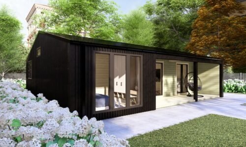 Barn Style Three Bed L Log Cabin Exterior 3 BED L Log Cabin - Mycabin.ie