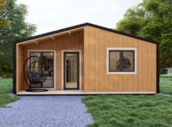 Barn Style 3 Bed B Thermowood Log Cabin Exterior Steel Cladding -Mycabin.ie