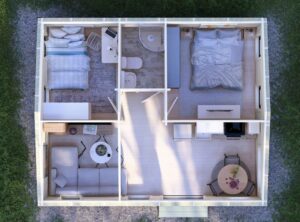 Residential Barn Style 2 Bedroom F Log Cabin Interior -Mycabin.ie