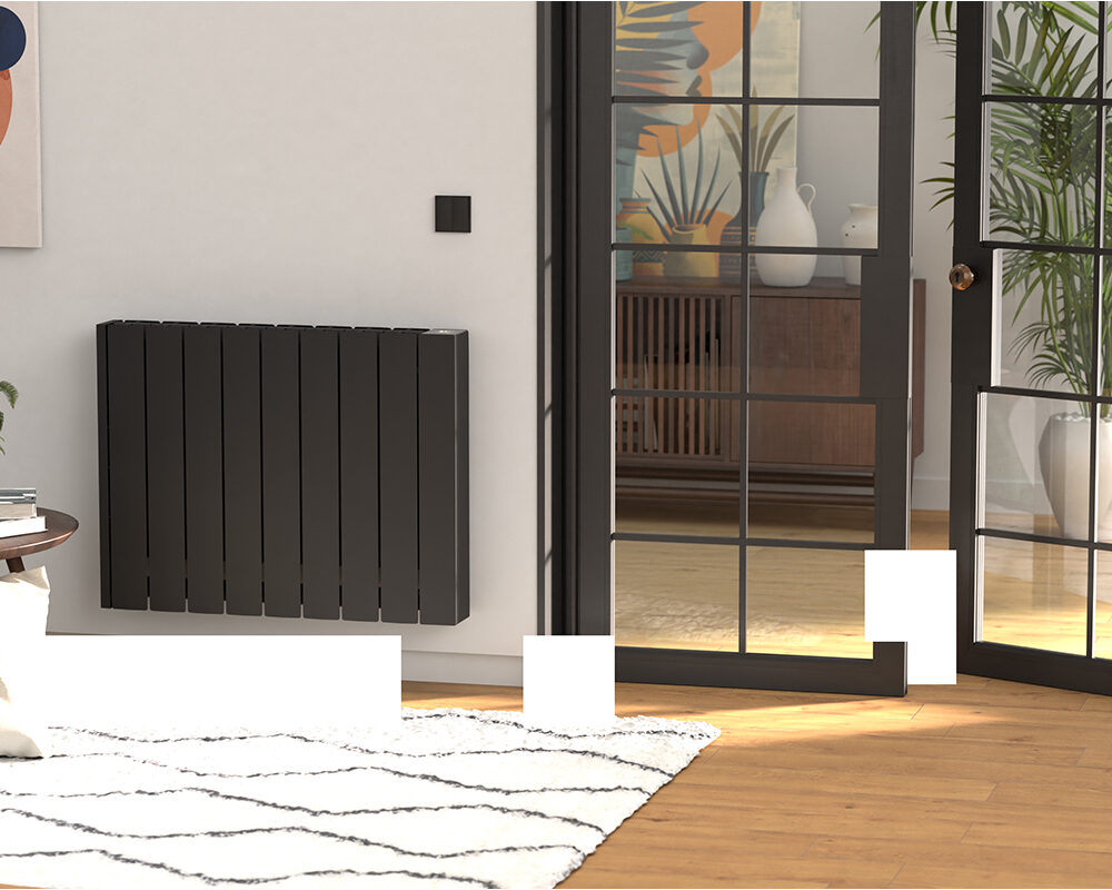 Rointe Belize - BRIB1200RAD3 Wi-Fi Electric Radiator, Black, 1200W, 8 Elements -Mycabin.ie